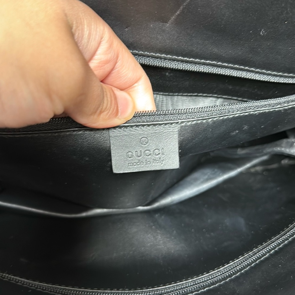 GUCCI GG Supreme Vintage Boston Bag Black/Silver Double Zip - Picture 10 of 14